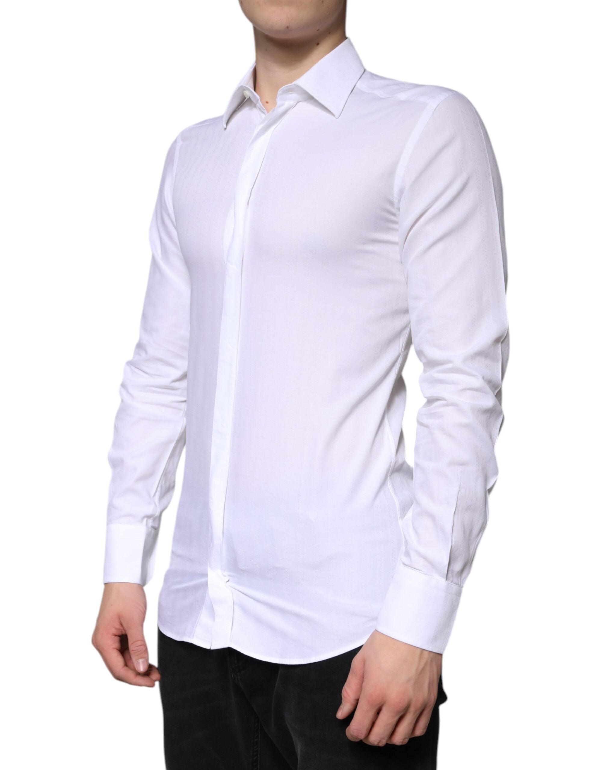 Dolce & Gabbana White formal men's shirt GOLD made of cotton